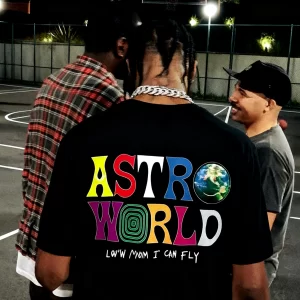 ASTROWORLD T-shirt Look Mom I Can Fly Letter Print Tops Men Women Print Cotton T-shirts Hip Hop Streetwear Tee Unisex